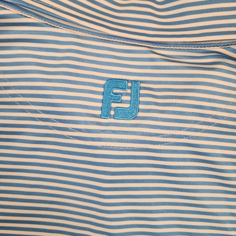 FootJoy FJ Striped Golf Polo Shirt Mens XL‎ Blue White Short Sleeve Performance - Picture 8 of 9